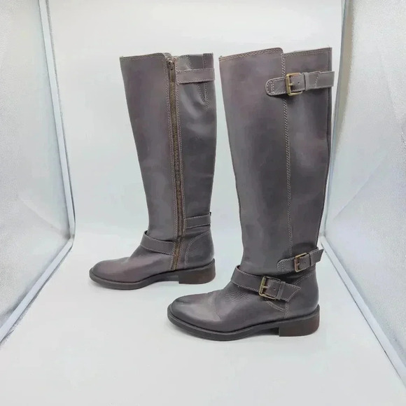 Enzo Angiolini Easayin Blue Leather Suede Knee Boots  sz 6 - Picture 4 of 8